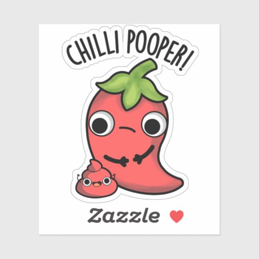 Chili Poooper Grappige Pepper Pun Sticker (Vel)