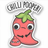 Chili Poooper Grappige Pepper Pun Sticker (Voorkant)