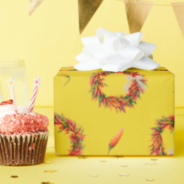 Chili Ristra Kransen en Pepers All-Over Patroon  Cadeaupapier