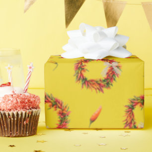Chili Ristra Kransen en Pepers All-Over Patroon  Cadeaupapier