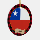 Chili, rode buffels en Chileense vlag Keramisch Ornament (Rechts)