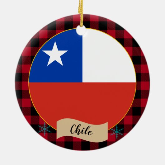 Chili, rode buffels en Chileense vlag Keramisch Ornament (Achterkant)