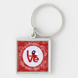 Chili Rode LOVE Vlag Gepersonaliseerd Sleutelhanger