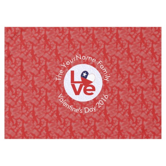 Chili Rood LOVE Vlag Gepersonaliseerd Tafelkleed (Voorkant (Horizontaal))