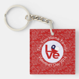 Chili Rood LOVE Vlag Persoonlijk  Sleutelhanger