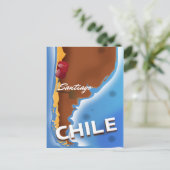 Chili Santiago Vintage Reisposter Briefkaart (Staand voorkant)