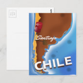 Chili Santiago Vintage Reisposter Briefkaart (Voorkant / Achterkant)