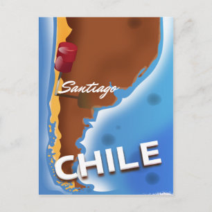 Chili Santiago Vintage Reisposter Briefkaart