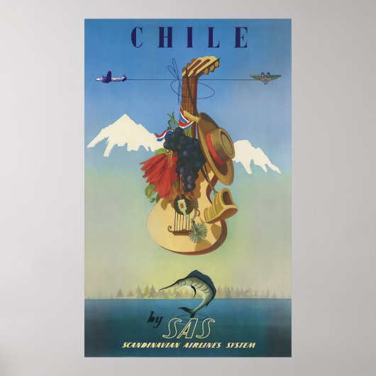 Chili Scandinavian Air Vintage Travel Art Poster (Voorkant)