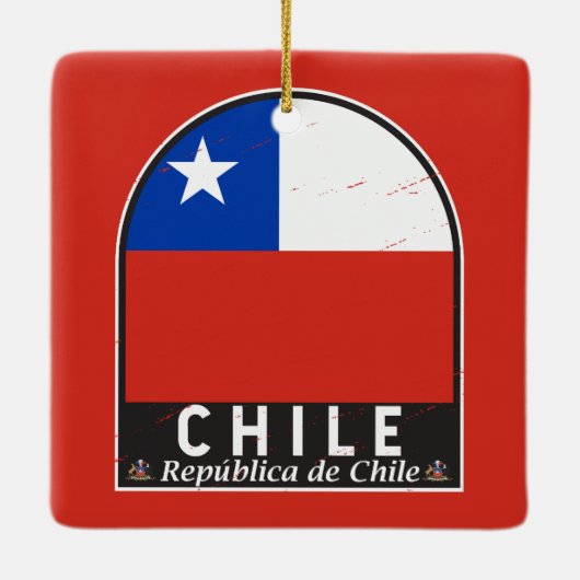 Chili Vlag Embleem Noodlijdende  Keramisch Ornament (Achterkant)