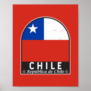 Chili Vlag Embleem Noodlijdende  Poster