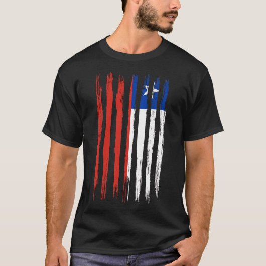 Chili vlag met borstelverf geweven geïsoleerd t-shirt (Voorkant)