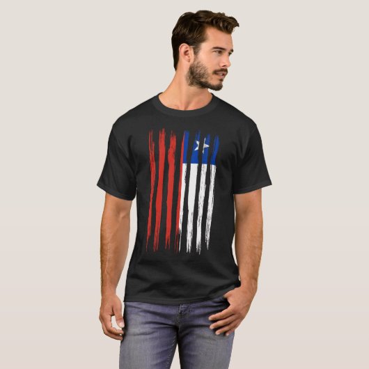Chili vlag met borstelverf geweven geïsoleerd t-shirt (Voorkant volledig)