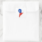 Chili Vlag op een kaart van Zuid-Amerika Vierkante Sticker (Tas)