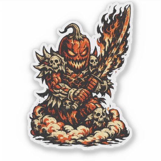 Chili Vuurdemon Halloween — Donkere Krijger Retro  Sticker (Voorkant)