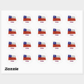 Chili Waving Flag met naam Ronde Sticker (Vel)