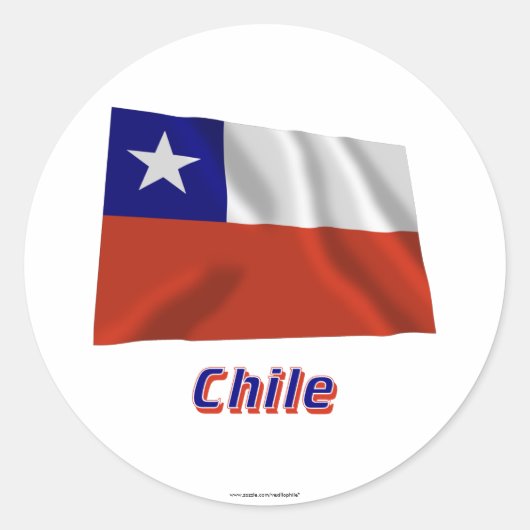 Chili Waving Flag met naam Ronde Sticker (Voorkant)