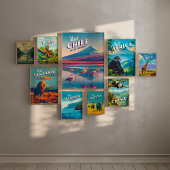 Chili Zuid-Amerika Vintage Reizen Poster Flamingo