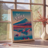 Chili Zuid-Amerika Vintage Reizen Poster Flamingo