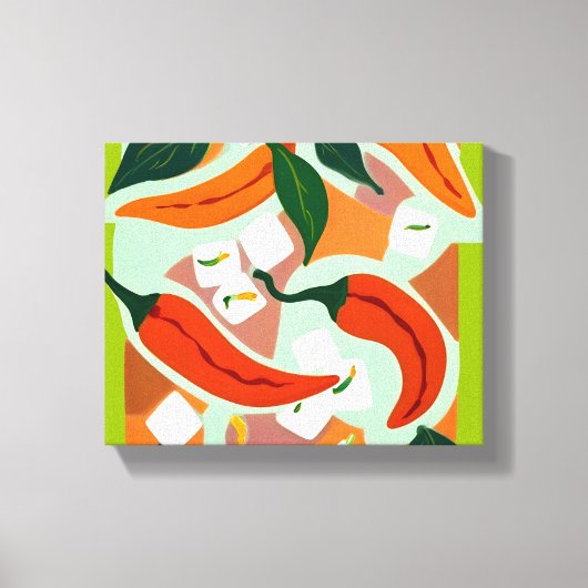 Chilies en ijsblokjes canvas afdruk (Voorkant)