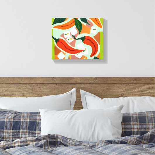 Chilies en ijsblokjes canvas afdruk (Insitu (Slaapkamer))