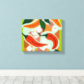 Chilies en ijsblokjes canvas afdruk (Insitu (Houten vloer))