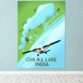Chilika Lake India reisposter Canvas Afdruk (Insitu (Houten vloer))