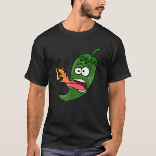 Chilipeper die Vuur Ademt Roodhete Grappige Cartoo T-shirt