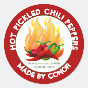 Chilipeper Heet Gepekeld Vlam Klassieke Ronde Stic Sticker