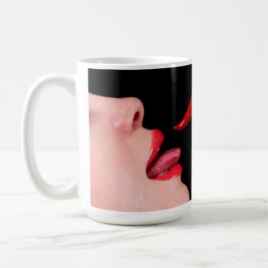 Chilipeper lippen koffiemok (Links)