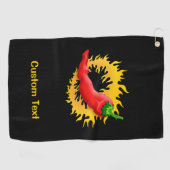 Chilipeper met Vlam Golfhanddoek (Horizontaal)