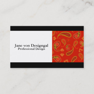 Chilipeper Rood en Limoengroen Paisley Patroon Visitekaartje