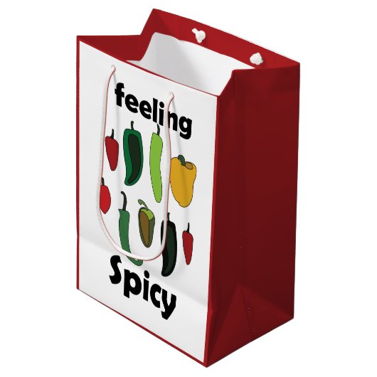Chilipeper Voelt Spicy Fiesta Feest Medium Cadeauzakje (Voorkant Gekanteld)