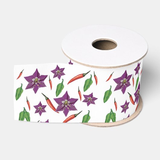Chilipepers Bloesem Botanisch Grosgrain Lint (Spoel)