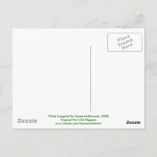 Chilis Incognito Briefkaart (Achterkant)