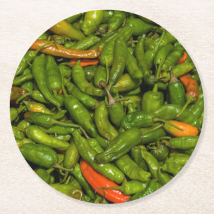 Chili's Te Koop Op Markt Ronde Kartonnen Onderzetter