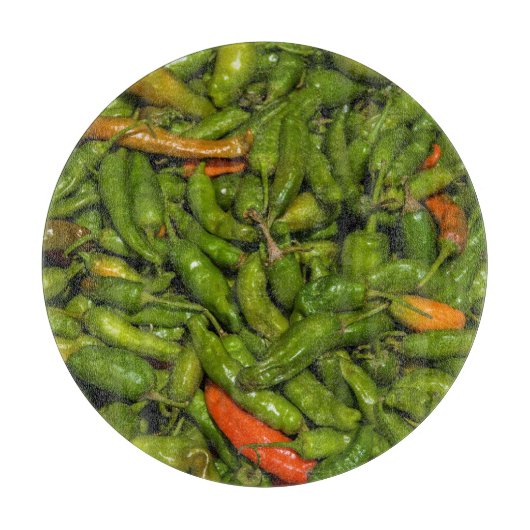 Chili's Te Koop Op Markt Snijplank (Voorkant)