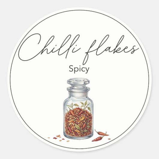 Chilivlokken Ronde Sticker (Voorkant)