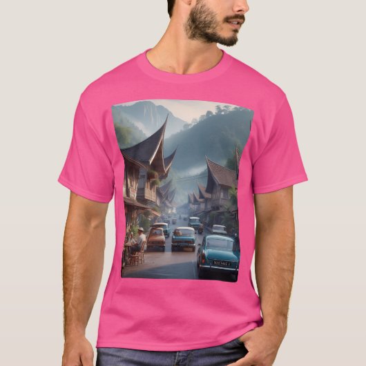 Chill 1970S Padang Panjang Ai Kunstwerk Kleurrijke T-shirt (Voorkant)