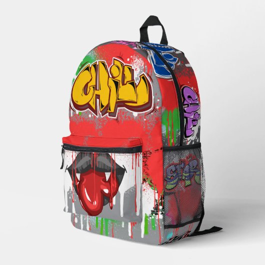 Chill aantrekkelijke vampier bloederige achtergron bedrukte rugzak (Achterkant Hoek Rechts)