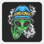 Chill Alien Vierkante Sticker (Voorkant)