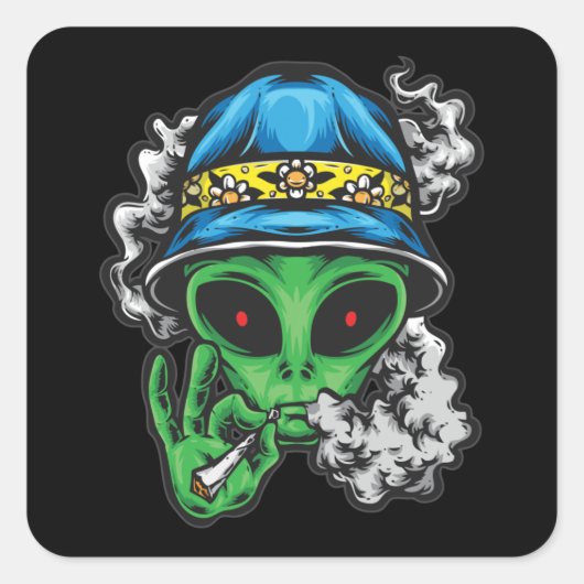 Chill Alien Vierkante Sticker (Voorkant)
