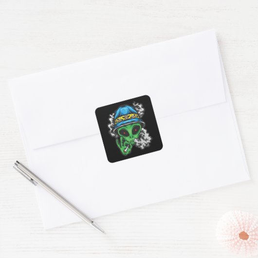 Chill Alien Vierkante Sticker (Envelop)