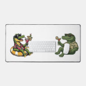 Chill Alligator Poolside Vibe Retro Tiki Cocktail Bureaumat (Keyboard & Muis)