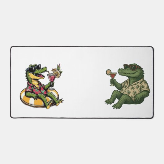 Chill Alligator Poolside Vibe Retro Tiki Cocktail Bureaumat (Voorkant)