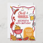 Chill and Grill Volwassen Verjaardag Bier BBQ Kaart (Voorkant)