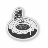Chill Astronaut on Donut Black Hole – Space Doodle Sticker (Voorkant)