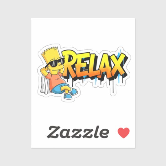 Chill Bart Relax Graffiti Urban Style Graphic Tee Sticker (Vel)