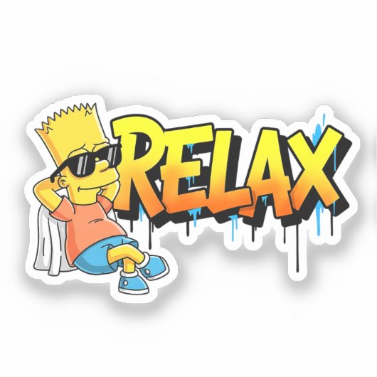Chill Bart Relax Graffiti Urban Style Graphic Tee Sticker (Voorkant)