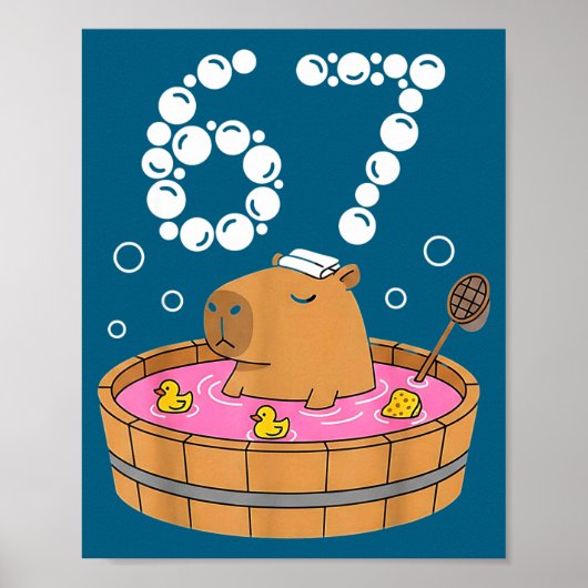 Chill Bath Tub Capybara Sauna 67 Relaxed Animal Fu Poster (Voorkant)
